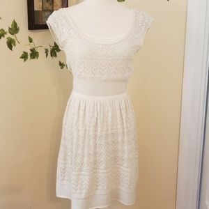 Crochet look cream lined dress.